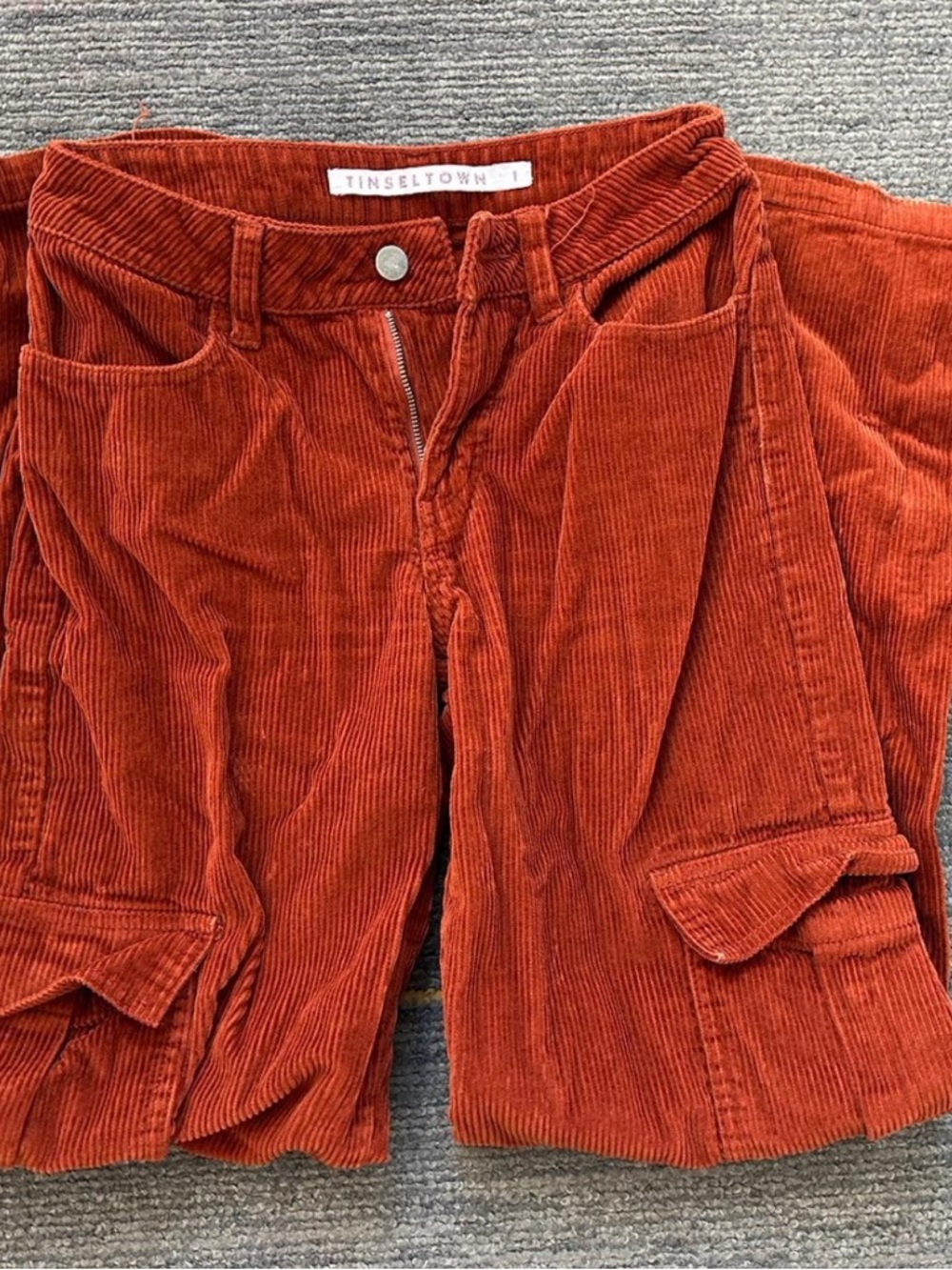Tinseltown Burnt Orange Corduroy Cargo Pants